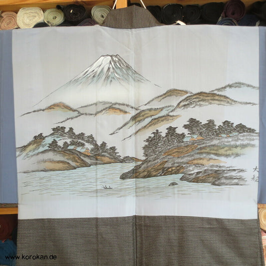 Fuji San Ansicht Futter Tsumugi Seiden Haori