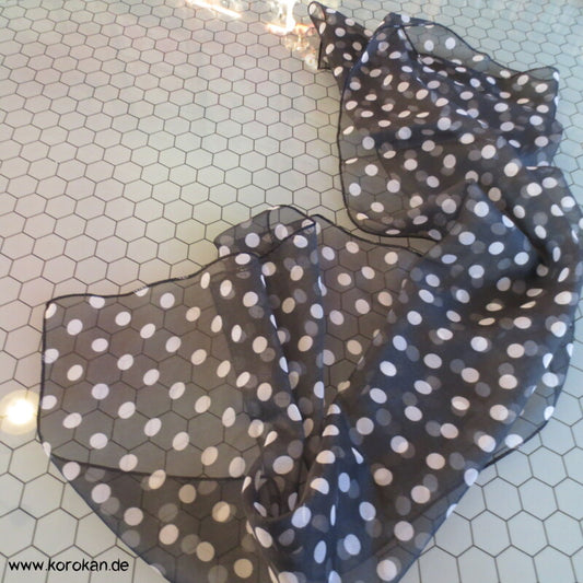 Schal mit kleinen weißen Punkten auf schwarz - Obiage Tuch