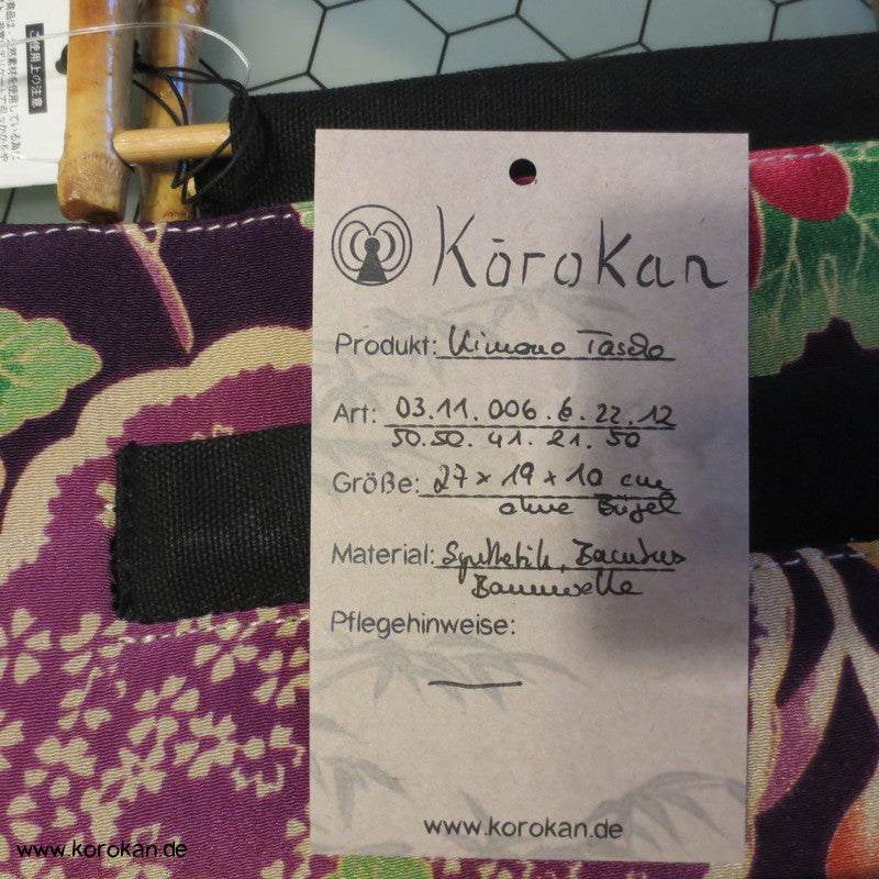 nagelneue Kimono Stoff Handtasche mit Bambushenkeln
