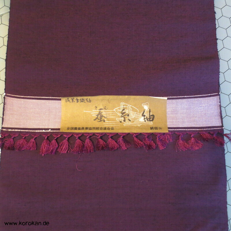 Tanmono Stoffrolle aubergine Tsumugi Kimono Seide