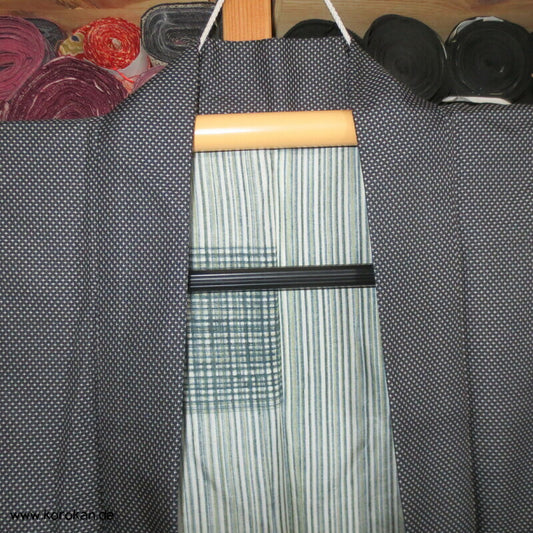 schwarz weiß Mini Karo Haori Jacke Tsumugi Seide