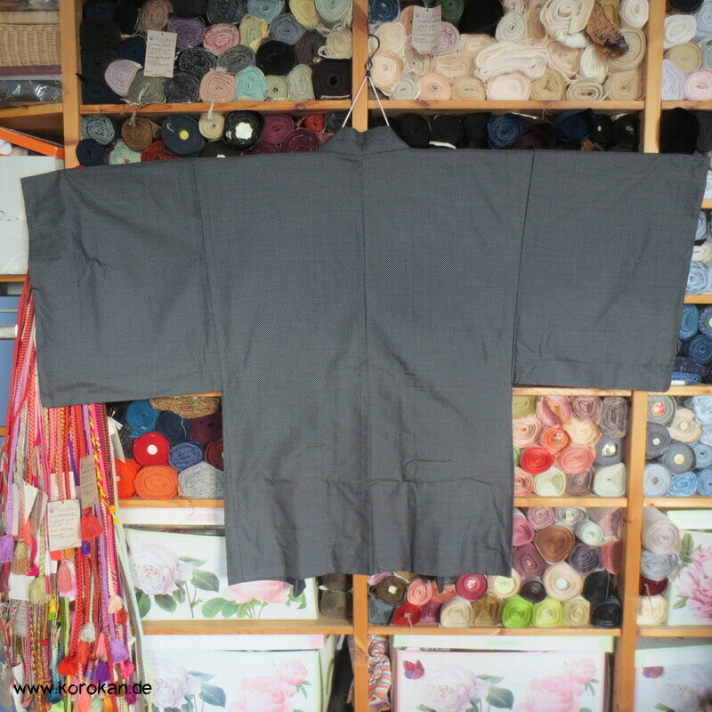 schwarz weiß Mini Karo Haori Jacke Tsumugi Seide