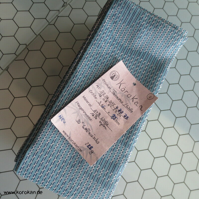 blaue Flusswellen Woll Kaku Obi Männer Kimonogürtel