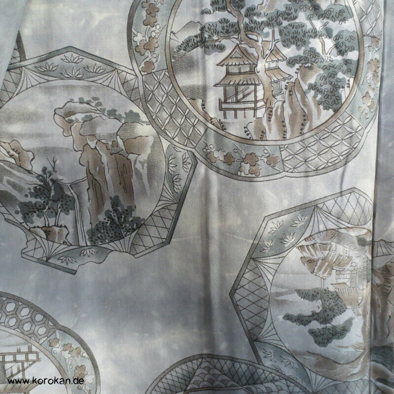 Fushi Tsumugi Seiden Haori Männer Kimono Jacke, Bildspiegelfutter