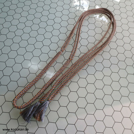 blaugrau - gold Kordel Obijime, teils zweigeteilt