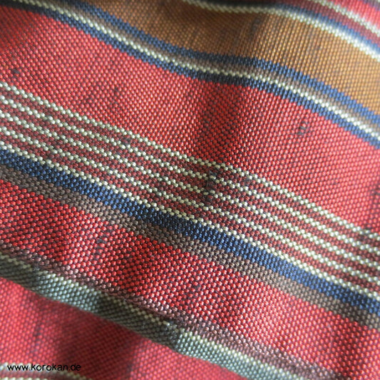 rostrot mit bunten Streifen Kaku Obi Männer Kimonogürtel Dochugi Material