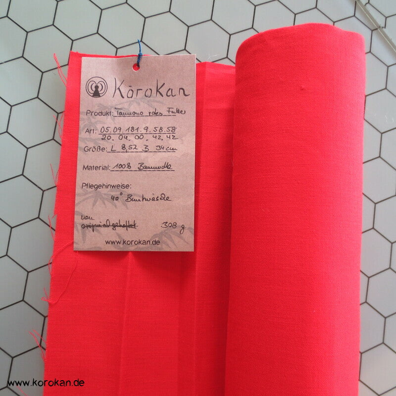 rotes Batist Baumwollfutter für Kimono aus Japan