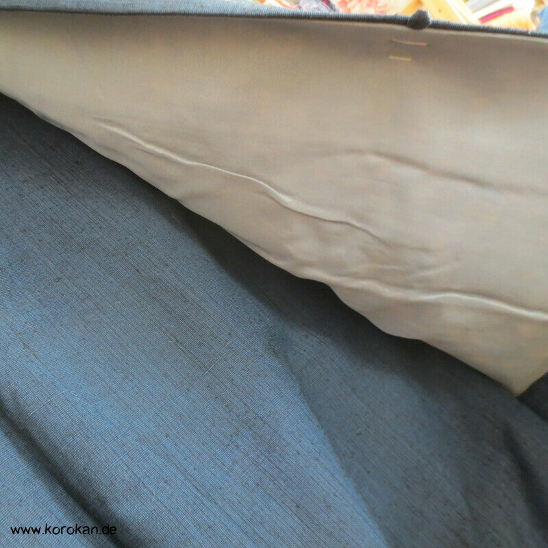 grob gewebtes Ensemble aus Kimono und Haori, blau meliert