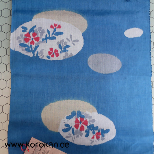 Wolken auf blau Kasuri zarter Kimono Stoff, zellulosische Faser