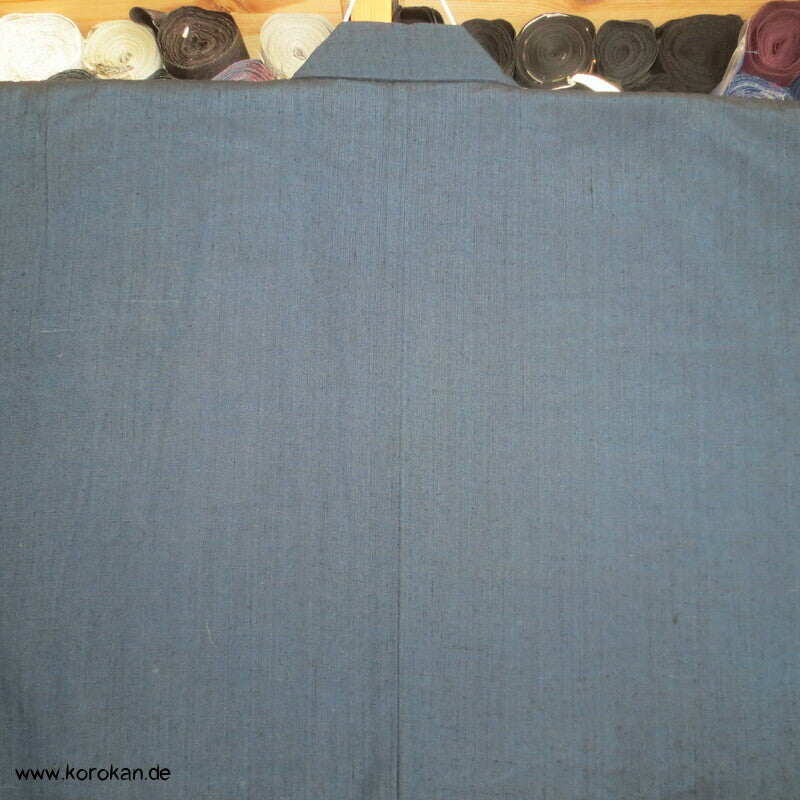 grob gewebtes Ensemble aus Kimono und Haori, blau meliert
