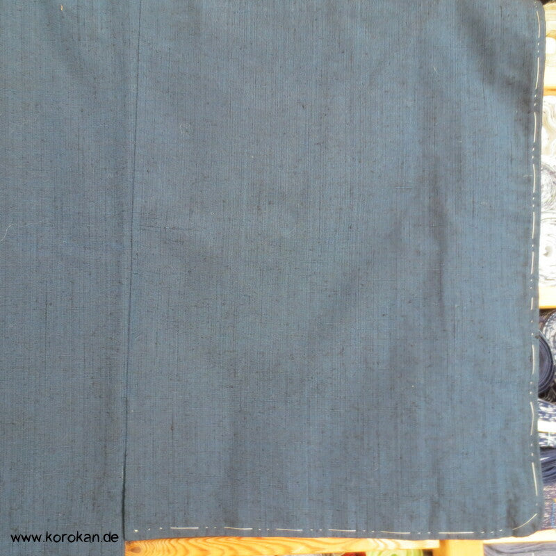 grob gewebtes Ensemble aus Kimono und Haori, blau meliert