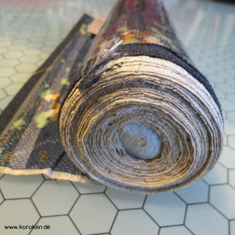 Stoffballen Kasuri abstrakte Blüten Tsumugi Seide, originalgeheftet