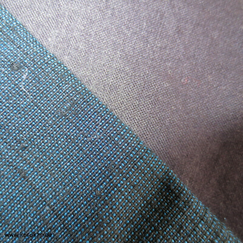 grob gewebtes Ensemble aus Kimono und Haori, blau meliert