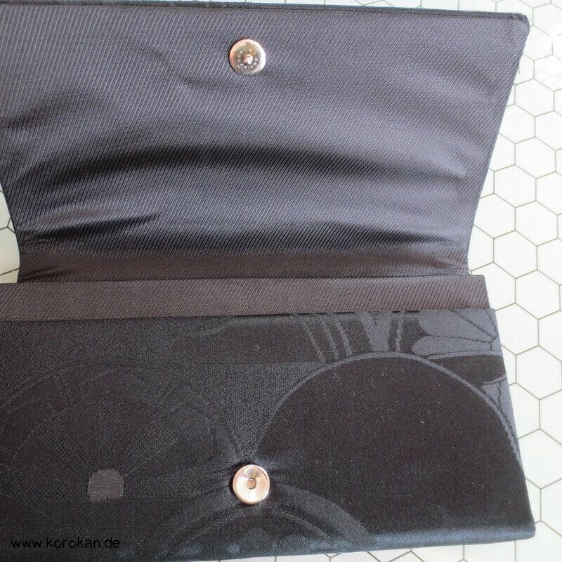schwarze Seidendamast Clutch Tasche - für Party oder Silvester, Oper etc..