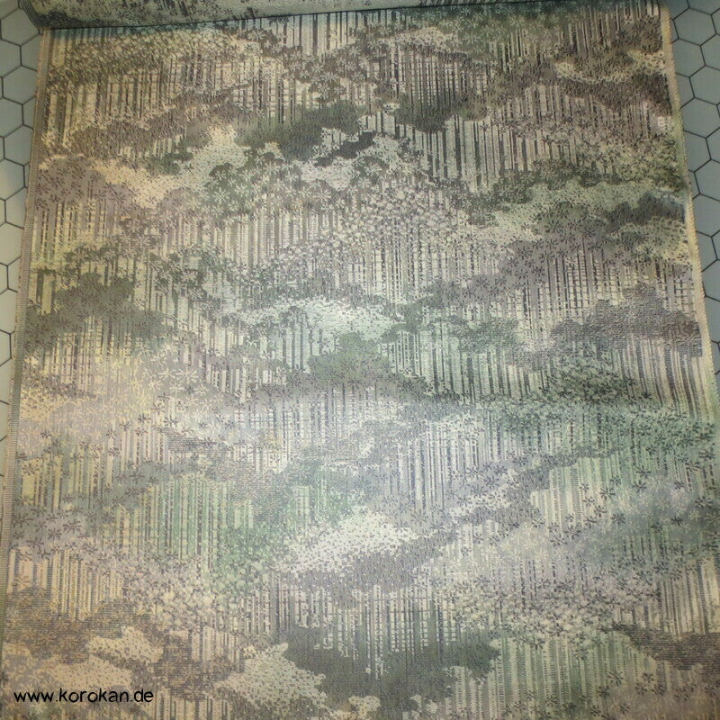 Stoffrolle Wolkenwald Jacquard graugrün Kimono Tanmono