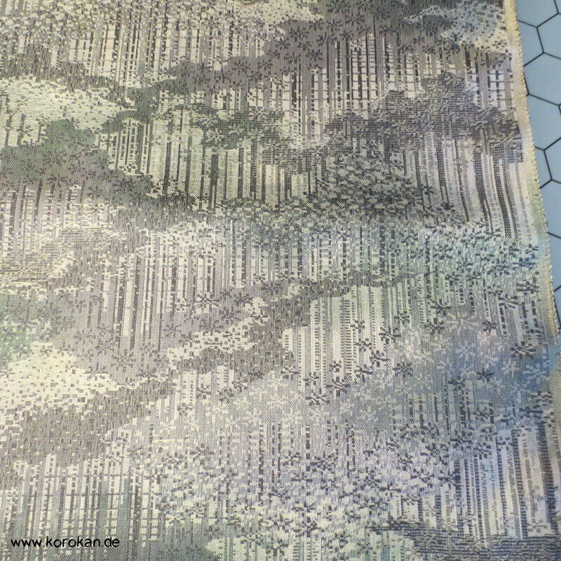 Stoffrolle Wolkenwald Jacquard graugrün Kimono Tanmono
