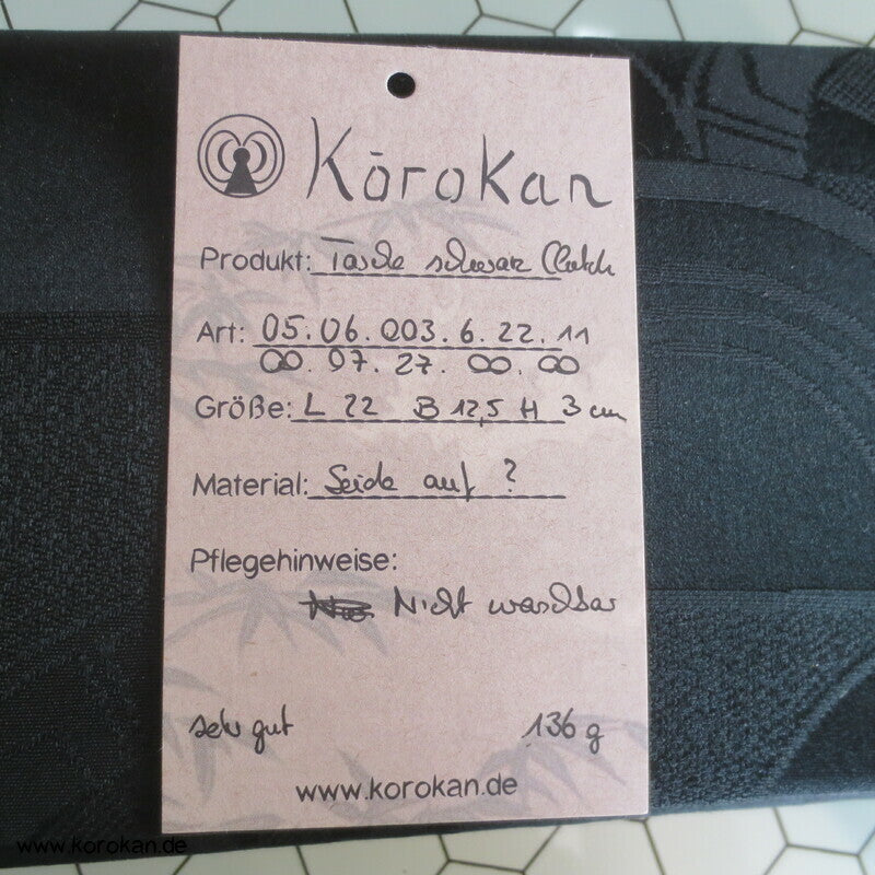 schwarze Seidendamast Clutch Tasche - für Party oder Silvester, Oper etc..