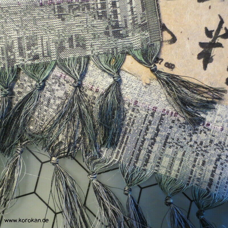 Stoffrolle Wolkenwald Jacquard graugrün Kimono Tanmono