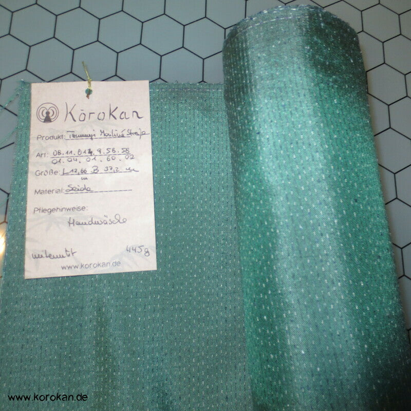 Stoffballen Mouliné Streifen graugrüne Tsumugi Seide