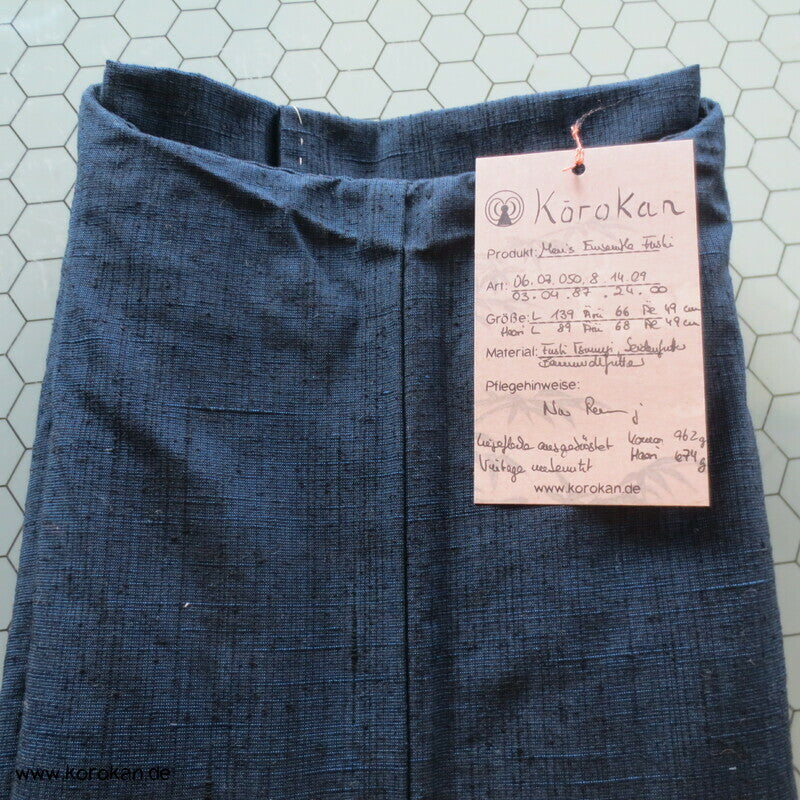 grob gewebtes Ensemble aus Kimono und Haori, blau meliert
