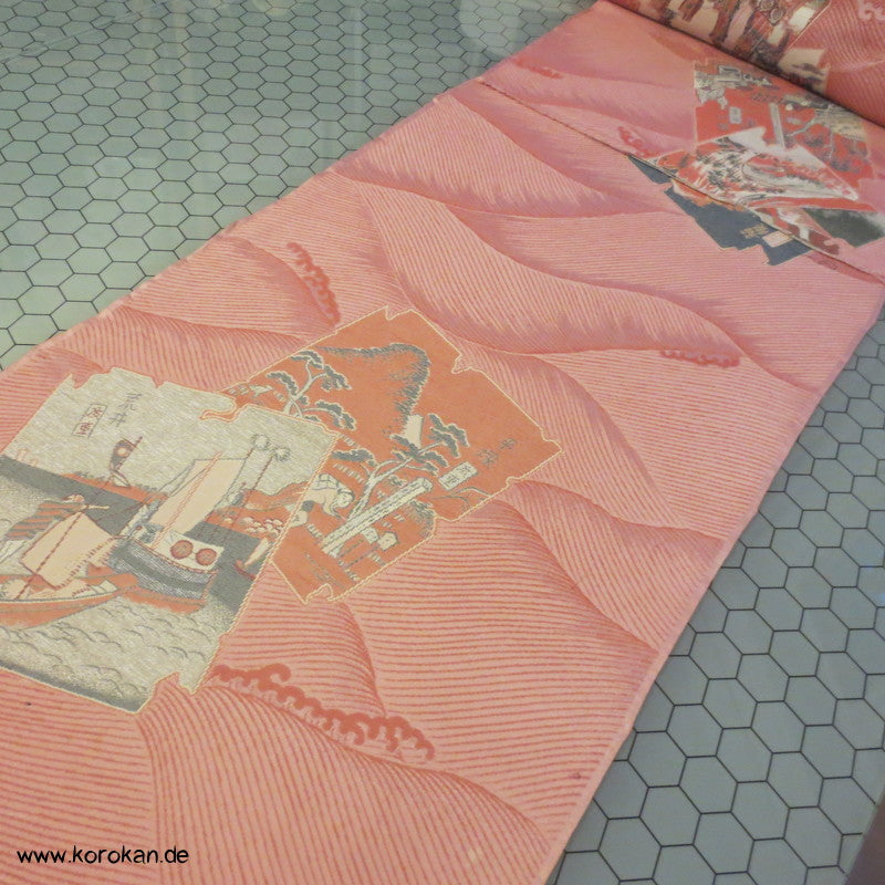 Wellen und Shikishi Omeshi Seiden Jacquard Araihari Kimono