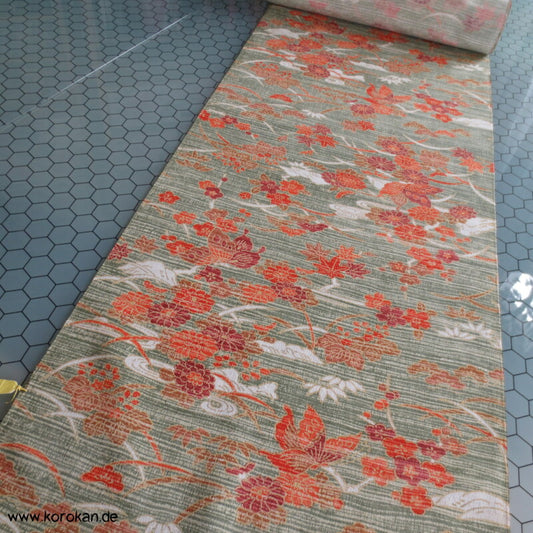 Gräser Blüten Schmetterlinge Polyester Kimono Krepp