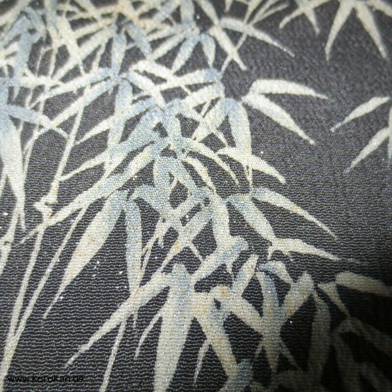 Bambus auf schiefergrauer Crepe Seide Iro Tomesode Kimono