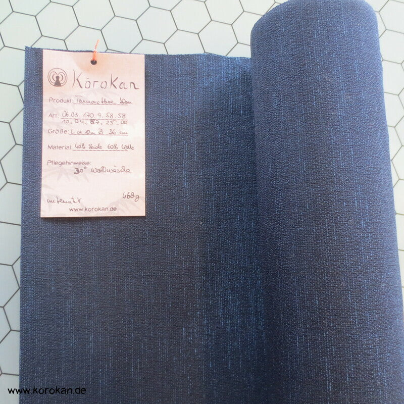 blauschwarze leichte Wolle / Seide Männer Kimono Tanmono