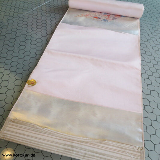 Mandarinenten rosa Nagoya Obi - Nishijin - Seiden Brokat