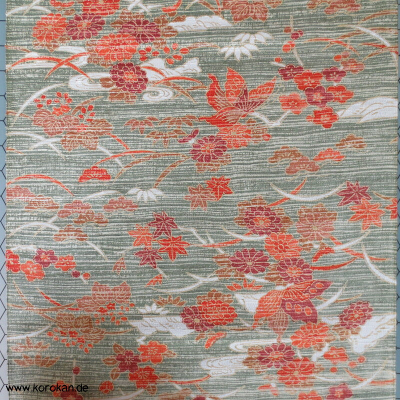 Gräser Blüten Schmetterlinge Polyester Kimono Krepp