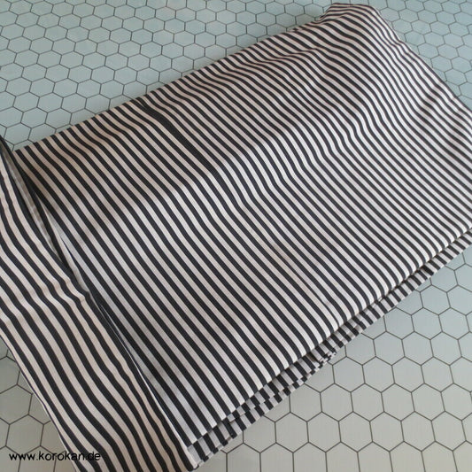 hellgrau schwarz gestreifte Hakama - Umanori Hosen-Typ, originalgeheftet