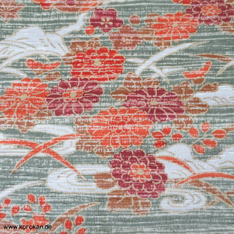 Gräser Blüten Schmetterlinge Polyester Kimono Krepp