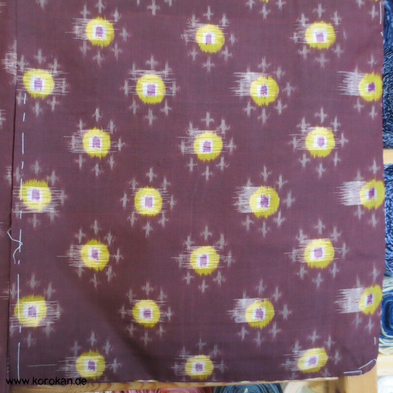 Japan Art Deco Avocado auf Aubergine Meisen Seiden Kimono