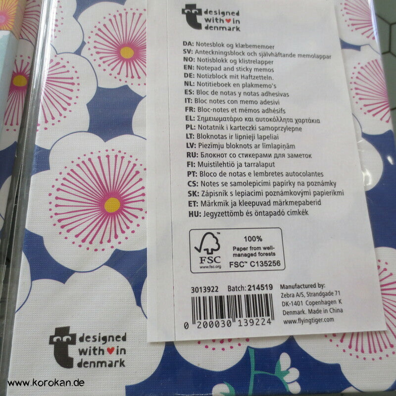 Notizbuch, Merkzettel Sakura - broschiert, verschiedene Motive