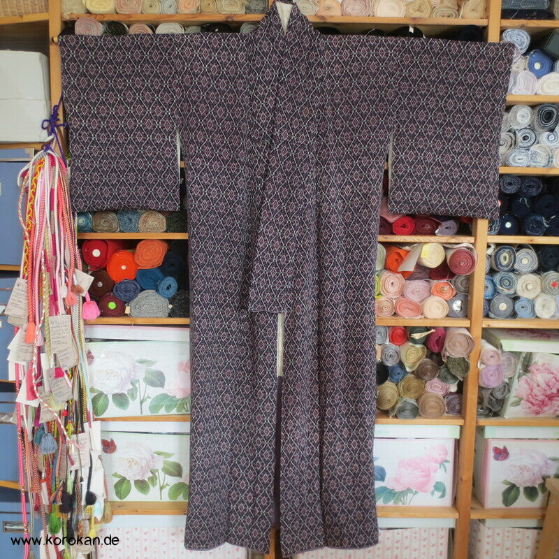 Rauten Komon Kimono, feine leichte Seide