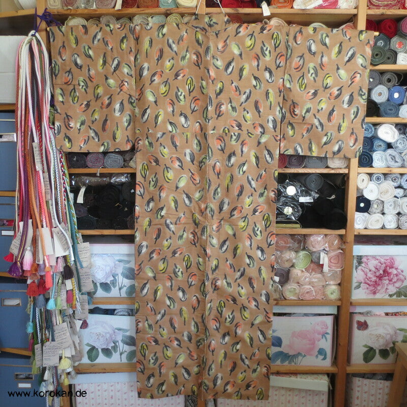 Seiden Meisen Komon Kimono Blätter
