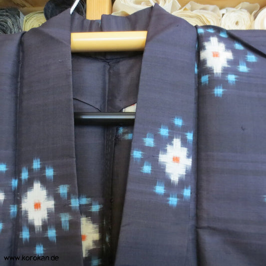 Kasuri Rauten Hitoe Meisen Seiden Kimono