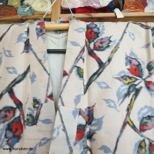 Seiden Meisen Komon Kimono Blätterzweige