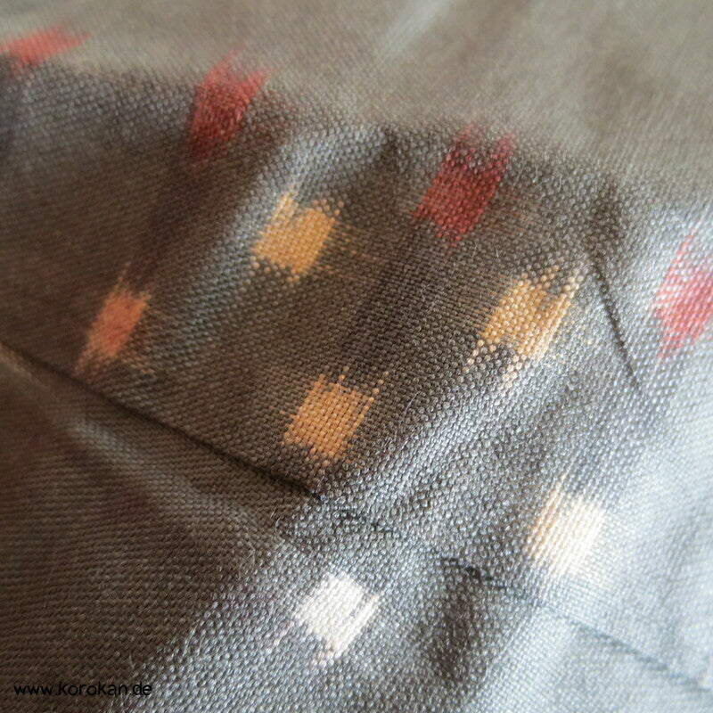graugrün mit feinem Kasuri Karo Meisen Hitoe Kimono