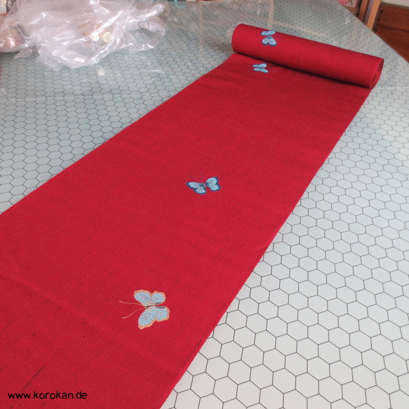 Japan Schmetterlinge Wolle / Seide Jacquard Kimono Stoff