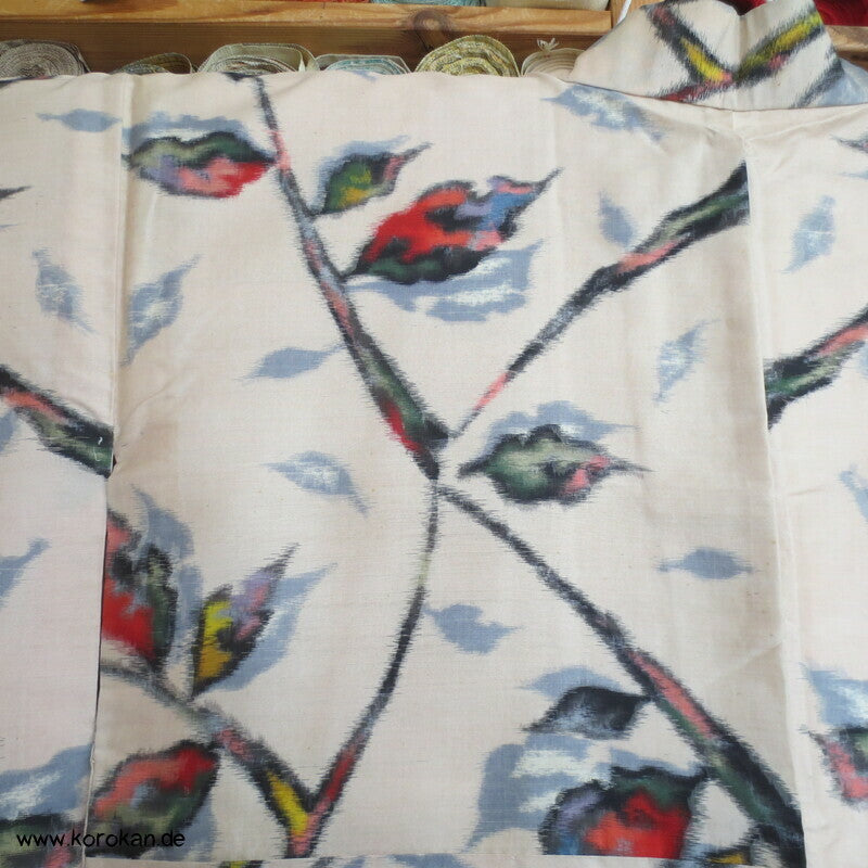 Seiden Meisen Komon Kimono Blätterzweige