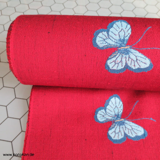 Japan Schmetterlinge Wolle / Seide Jacquard Kimono Stoff