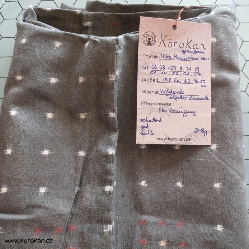 graugrün mit feinem Kasuri Karo Meisen Hitoe Kimono