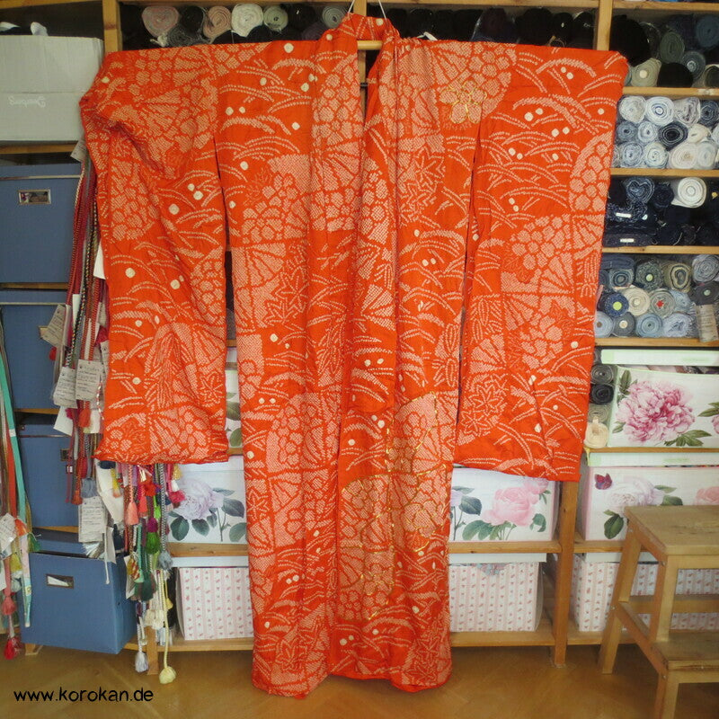 Full Shibori Seiden Karieba für Furisode, Goldstickerei