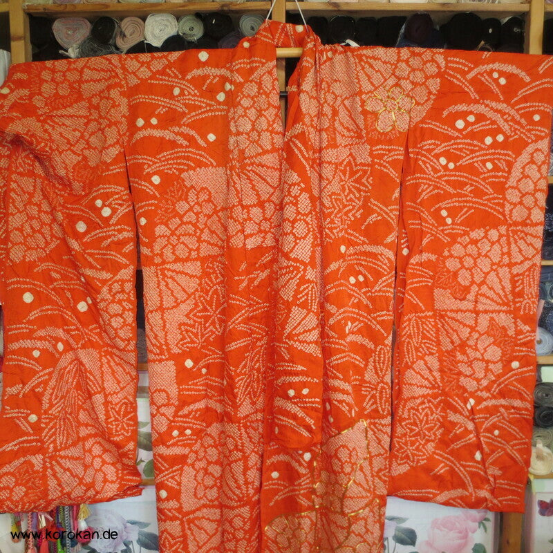 Full Shibori Seiden Karieba für Furisode, Goldstickerei