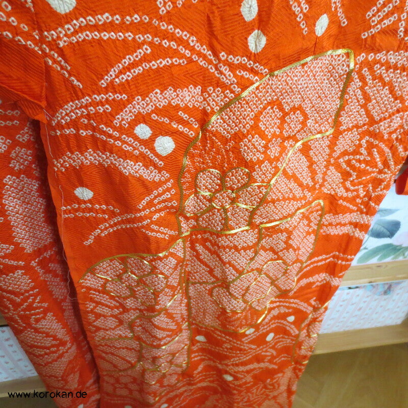 Full Shibori Seiden Karieba für Furisode, Goldstickerei