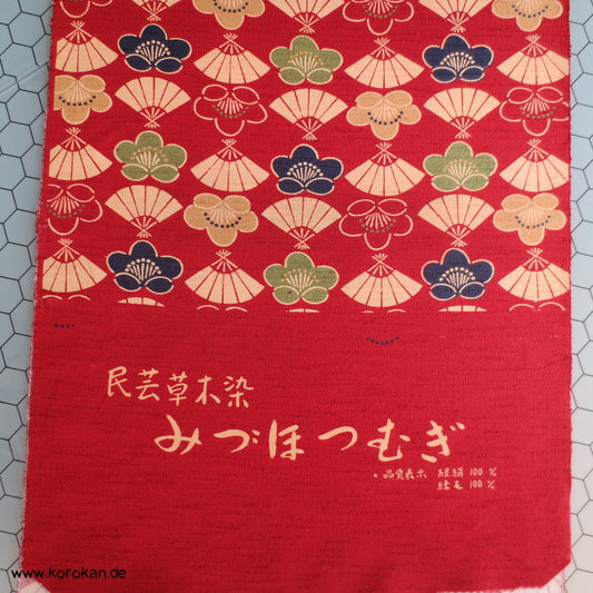 Fächer und Pflaumenblüten Wolle / Seide Kimono Stoffrolle