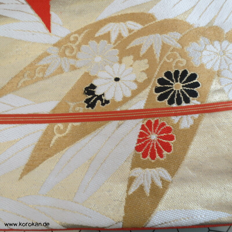 Bambusblätter, stilisiert Nagoya Obi Seidenbrokat Kimonogürtel