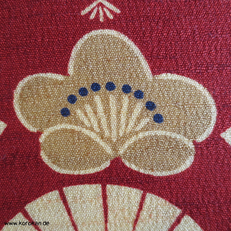 Fächer und Pflaumenblüten Wolle / Seide Kimono Stoffrolle