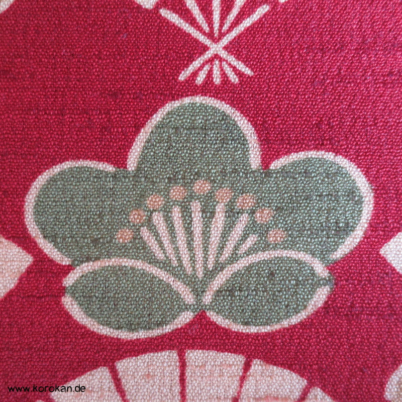 Fächer und Pflaumenblüten Wolle / Seide Kimono Stoffrolle